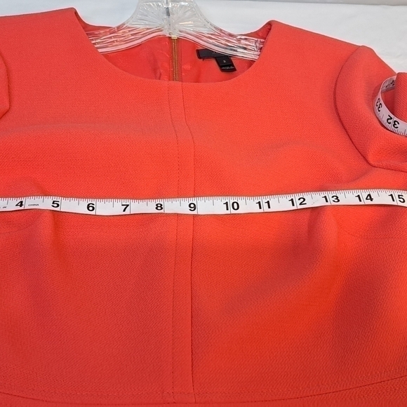 J.Crew Size 2 Bell Sleeve Crepe Midi Dress Coral Papaya A-line Exposed Zipper - Picture 8 of 13